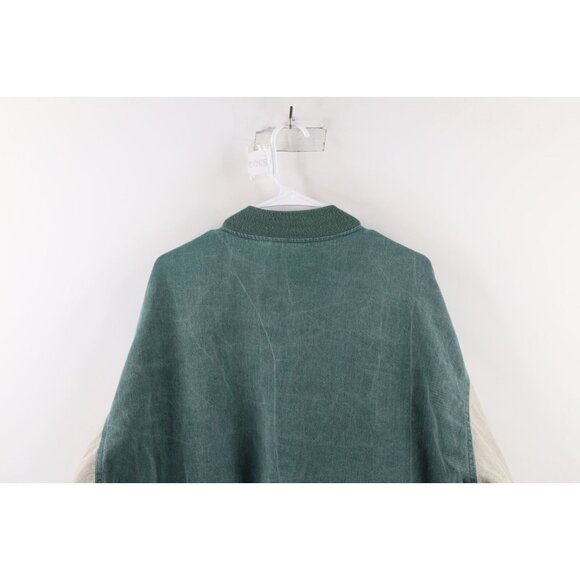 Vintage 90s Streetwear Mens XL Faded Color Block Denim Varsity Jacket Bomber USA - Picture 12 of 14